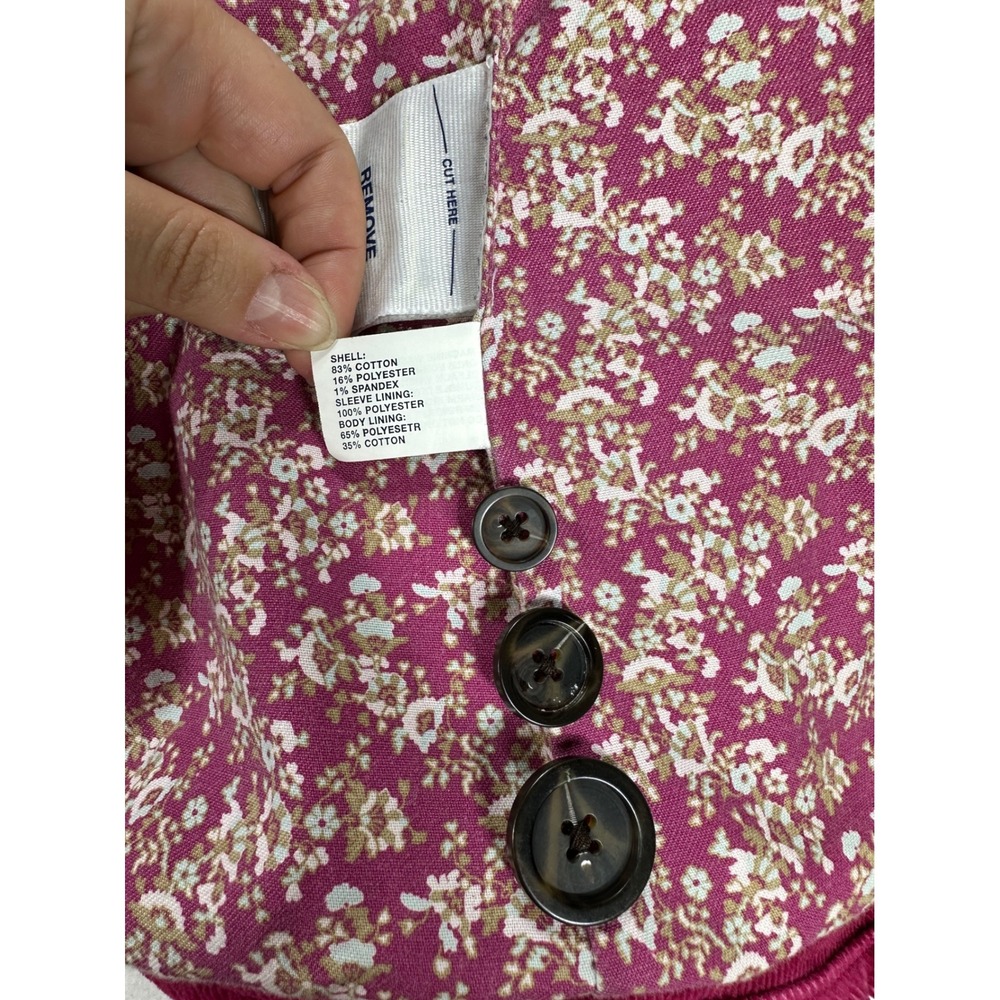 Gap Magenta Pink Corduroy Blazer Jacket Floral Lining Elbow Patches Womens 10 - Picture 7 of 8